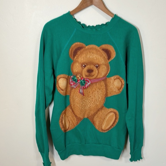 Vintage Christmas Bear Jumper Sweatshirt - Picture 1 of 7